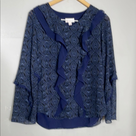 Belle by Kim Gravel Tops - Belle by Kim Gravel Blue Ruffled Cottagecore Peasant Blouse